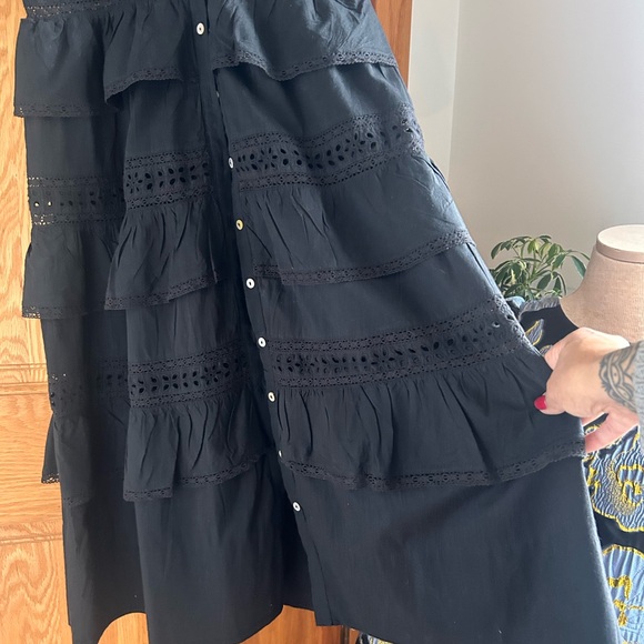 LoveShackFancy Black Tiered Midi Dress - Picture 4 of 7